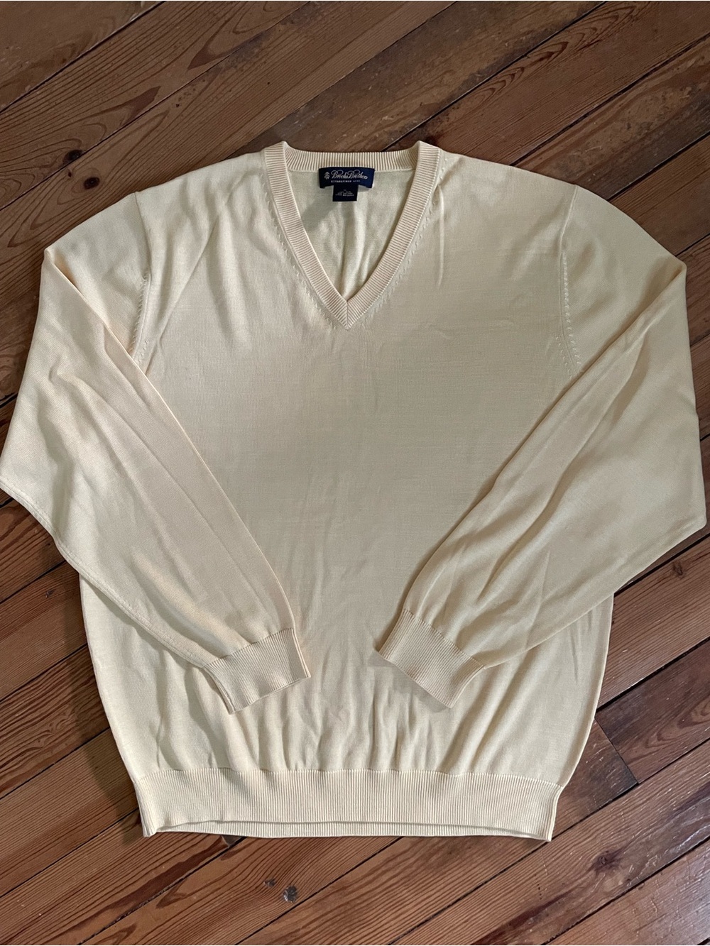 Brooks Brothers Silk Light Yellow V-Neck Sweater